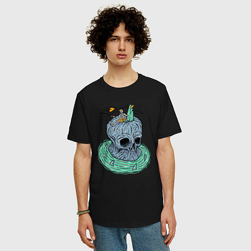 Мужская футболка оверсайз Мёртвая рыбалка / Черный – фото 3