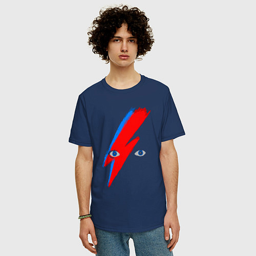 Мужская футболка оверсайз Bowie / Тёмно-синий – фото 3