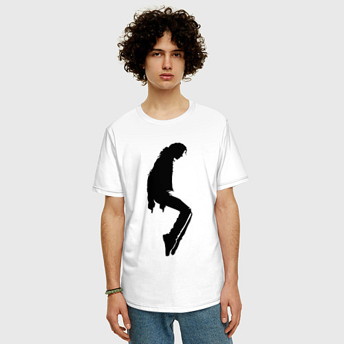 Мужская футболка оверсайз Черный силуэт Майкла Джексона / Белый – фото 3