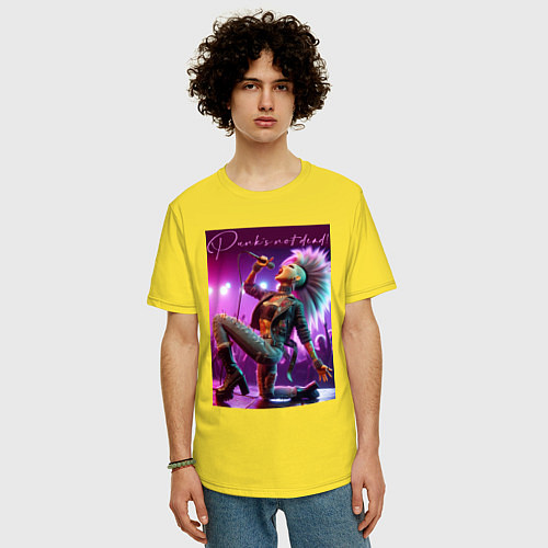 Мужская футболка оверсайз Барби поёт панк-рок / Желтый – фото 3