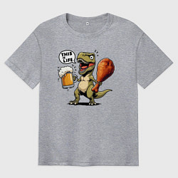 Футболка оверсайз мужская Пиво это жизнь - нейросеть, цвет: меланж