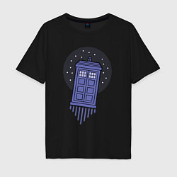 Футболка оверсайз мужская Tardis fly, цвет: черный