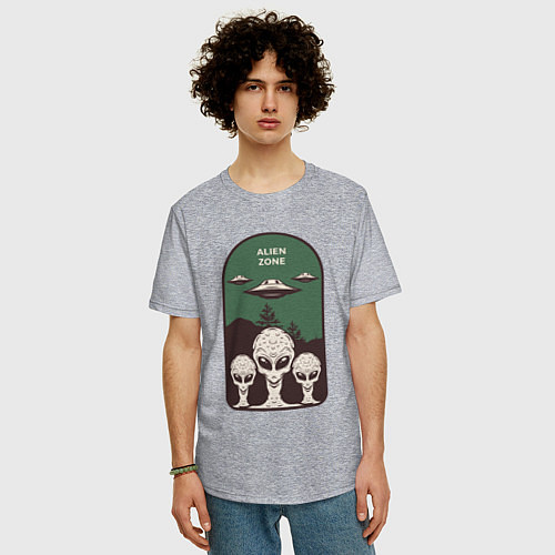 Мужская футболка оверсайз Пришельцы - alien zone / Меланж – фото 3