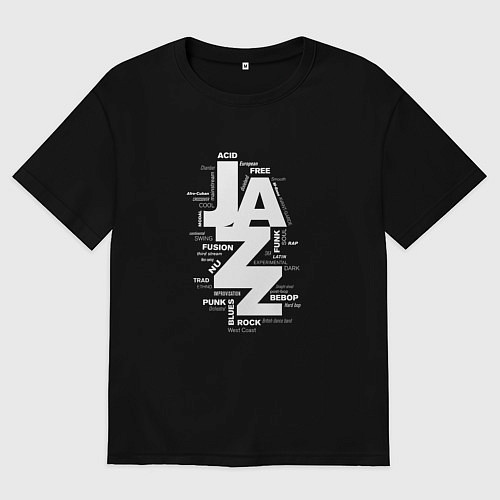 Мужская футболка оверсайз Джазовые стили / Черный – фото 1