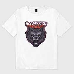 Футболка оверсайз мужская Aggression inside, цвет: белый