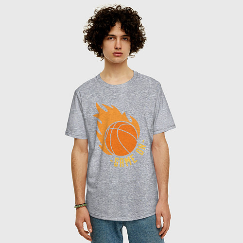 Мужская футболка оверсайз Game on basketball / Меланж – фото 3