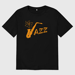 Футболка оверсайз мужская Jazz sax, цвет: черный