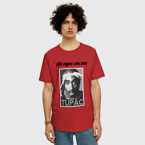 Мужская футболка оверсайз 2pac Art All eayz on me / Красный – фото 3