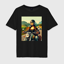 Мужская футболка оверсайз Mona Lisa on a motorcycle - ai art