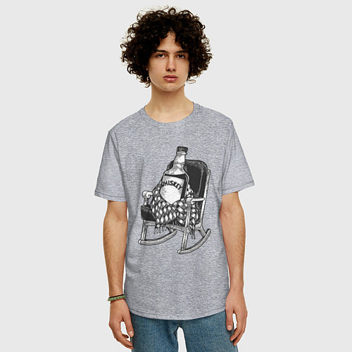 Мужская футболка оверсайз Виски в кресле / Меланж – фото 3