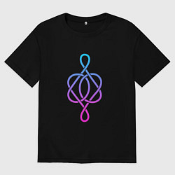 Футболка оверсайз мужская Кельтский фиолетовый узор, цвет: черный