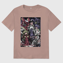 Футболка оверсайз мужская Евангелион Аска Лэнгли Сорью, цвет: пыльно-розовый