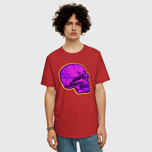 Мужская футболка оверсайз Пурпурный череп / Красный – фото 3