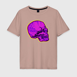 Футболка оверсайз мужская Пурпурный череп, цвет: пыльно-розовый
