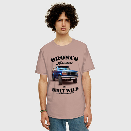 Мужская футболка оверсайз Американский внедорожник Форд Бронко / Пыльно-розовый – фото 3