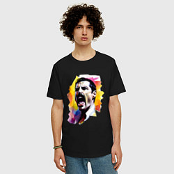 Футболка оверсайз мужская Фредди Меркьюри поет, цвет: черный — фото 2