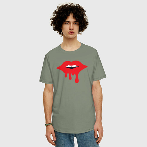 Мужская футболка оверсайз Красные губки / Авокадо – фото 3