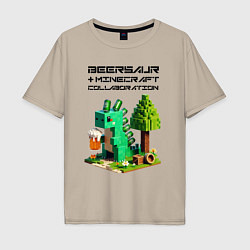 Футболка оверсайз мужская Collaboration of Minecraft and beersaur - ai art, цвет: миндальный