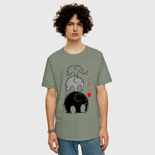 Мужская футболка оверсайз Милые слоники / Авокадо – фото 3