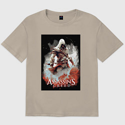 Футболка оверсайз мужская Assassins creed poster, цвет: миндальный