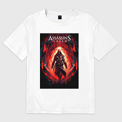 Футболка оверсайз мужская Assassins creed свозь пламя, цвет: белый