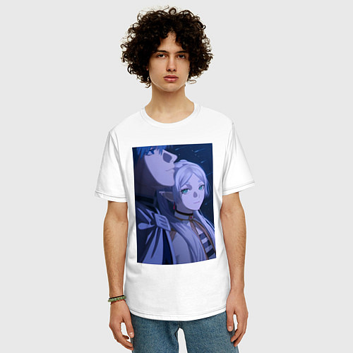 Мужская футболка оверсайз Провожающая в последний путь Фрирен / Белый – фото 3