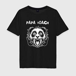 Футболка оверсайз мужская Papa Roach rock panda, цвет: черный