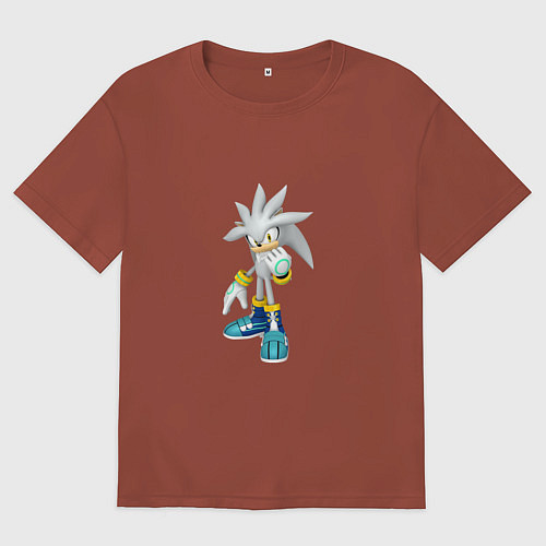 Мужская футболка оверсайз Сильвер / Кирпичный – фото 1