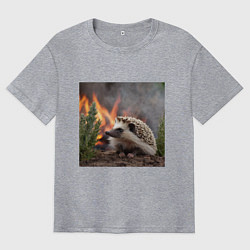 Футболка оверсайз мужская Ёжик в огне, цвет: меланж