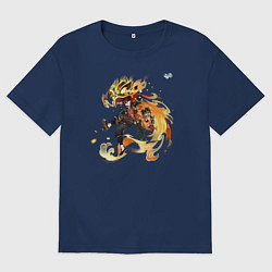 Футболка оверсайз мужская Ип Ка Мин из Геншин Импакт, цвет: тёмно-синий