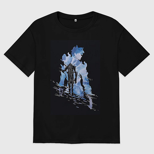 Мужская футболка оверсайз Поднятие уровня в одиночку охотник Джин Ву / Черный – фото 1