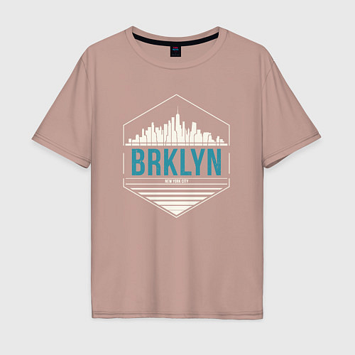 Мужская футболка оверсайз Brooklyn city / Пыльно-розовый – фото 1