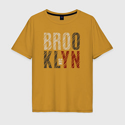 Футболка оверсайз мужская NYC Brooklyn, цвет: горчичный