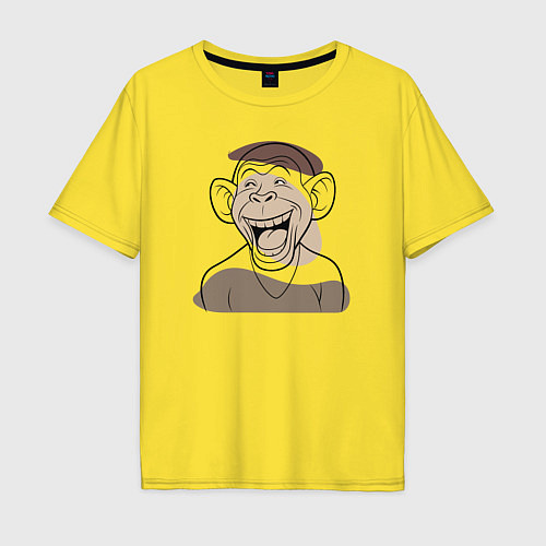 Мужская футболка оверсайз Обезьяна громко смеется / Желтый – фото 1