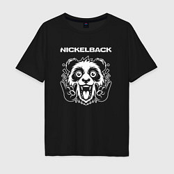 Футболка оверсайз мужская Nickelback rock panda, цвет: черный