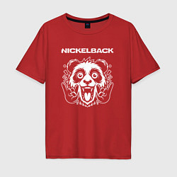 Футболка оверсайз мужская Nickelback rock panda, цвет: красный