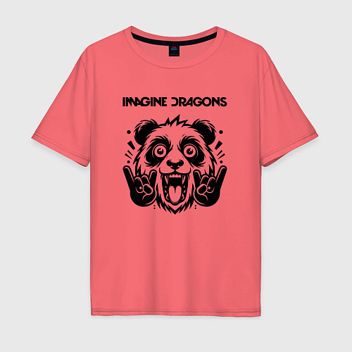 Мужская футболка оверсайз Imagine Dragons - rock panda / Коралловый – фото 1