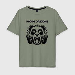 Футболка оверсайз мужская Imagine Dragons - rock panda, цвет: авокадо