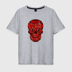 Мужская футболка оверсайз Red decorative skull