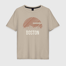 Футболка оверсайз мужская Boston Massachusetts, цвет: миндальный