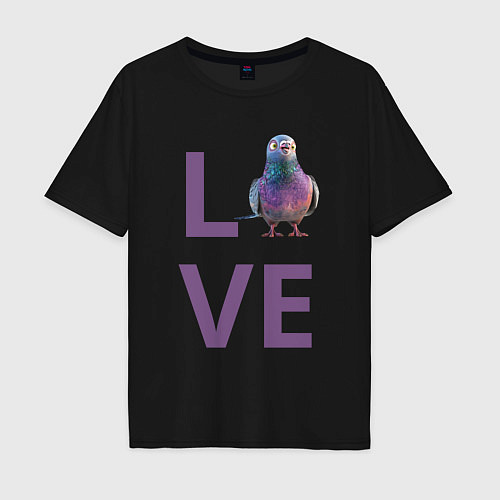 Мужская футболка оверсайз Любовь к голубям / Черный – фото 1