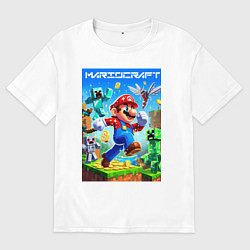 Футболка оверсайз мужская Mario in Minecraft - ai art collaboration, цвет: белый