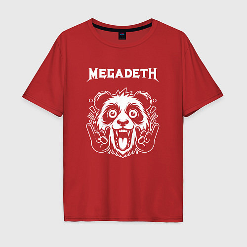 Мужская футболка оверсайз Megadeth rock panda / Красный – фото 1