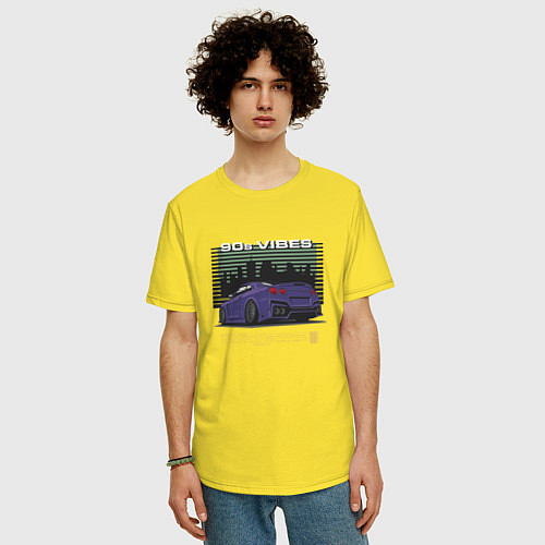 Мужская футболка оверсайз Nissan gtr вайбы 90х / Желтый – фото 3