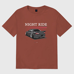 Футболка оверсайз мужская Nissan skyline night ride, цвет: кирпичный