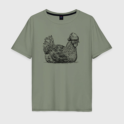 Мужская футболка оверсайз Новогодняя курица / Авокадо – фото 1