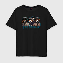 Футболка оверсайз мужская Beatles beagles, цвет: черный