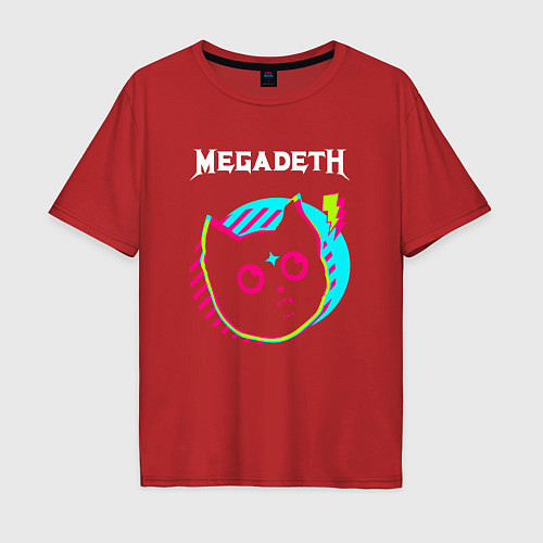 Мужская футболка оверсайз Megadeth rock star cat / Красный – фото 1