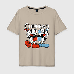 Футболка оверсайз мужская Cuphead and Mugman, цвет: миндальный