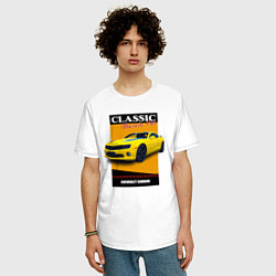 Футболка оверсайз мужская Спорткар Chevrolet Camaro, цвет: белый — фото 2